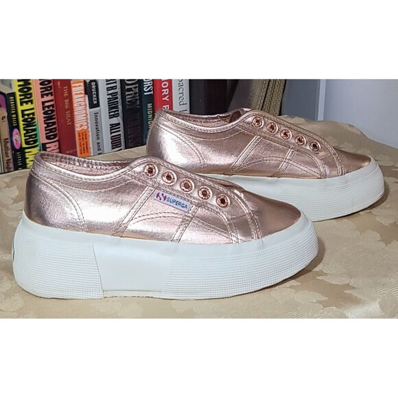 Superga 2790 Matte METALLIC PLATFORM Rose Gold Sneaker Bronze Sizzling Lady US 6 - Picture 5 of 16